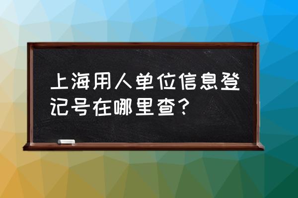 上海企业登记信息查询 上海用人单位信息登记号在哪里查？