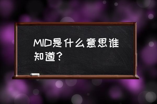 mid什么意思 MID是什么意思谁知道？