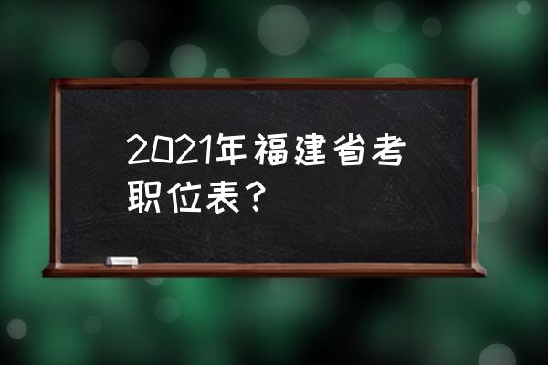 福建省考岗位 2021年福建省考职位表？