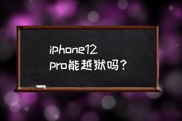 苹果最新越狱 iphone12 pro能越狱吗？