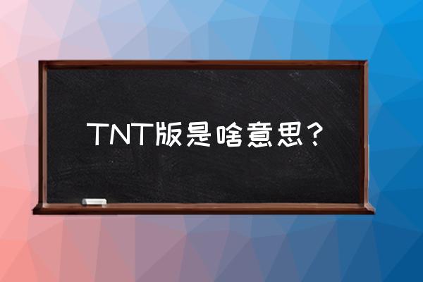 什么是tnt工作站 TNT版是啥意思？