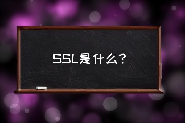 ssl是什么意思啊 SSL是什么？