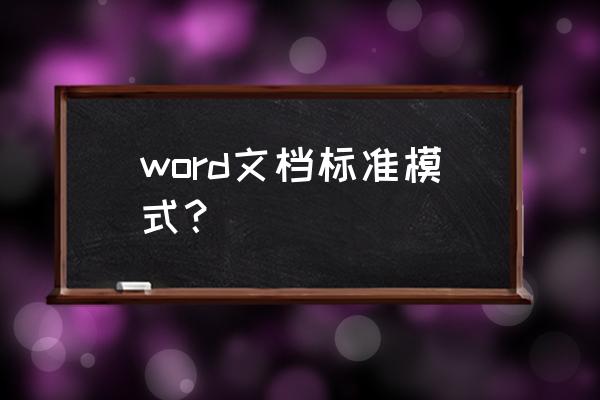 word文档常用格式 word文档标准模式？