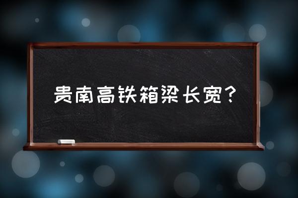 贵南高铁最新消息19日 贵南高铁箱梁长宽？